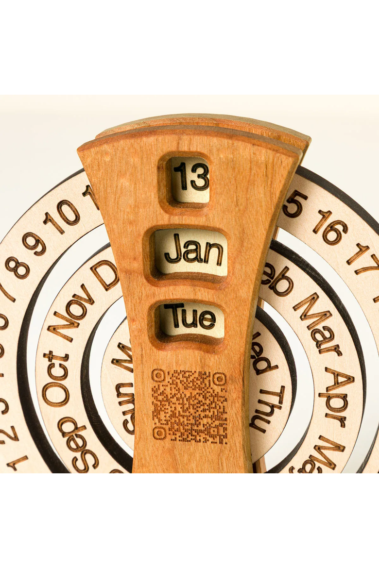 History Everyday Interactive QR Wood Calendar, Alternate, color, Multi