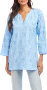 Karen Kane Floral Embroidered Cotton Tunic Top