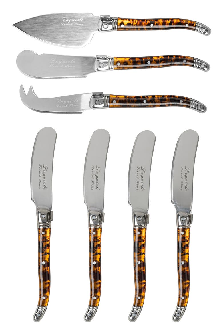7-Piece Laguiole Cheese Knives Set, Main, color, TORTOISE SHELL