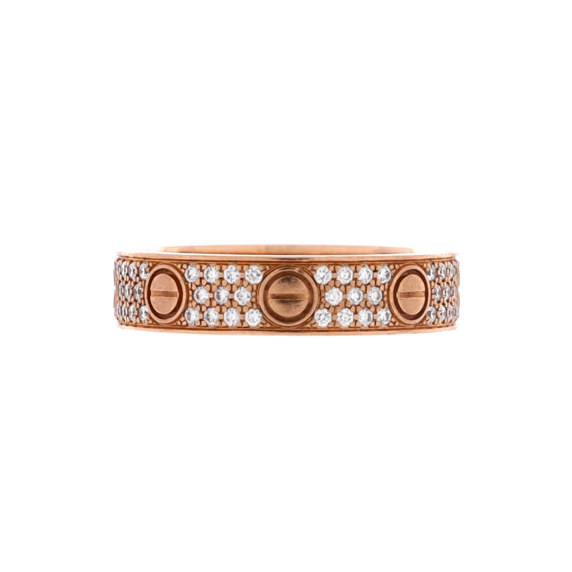 Pre-Owned Cartier Love Wedding Band Pave Diamonds Ring 18K Rose Gold ...