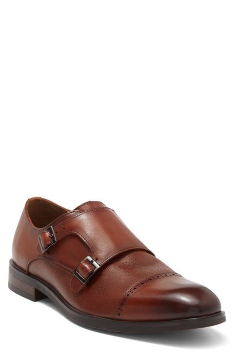 Watson Double Monk Cap Toe Leather Shoe (Men)