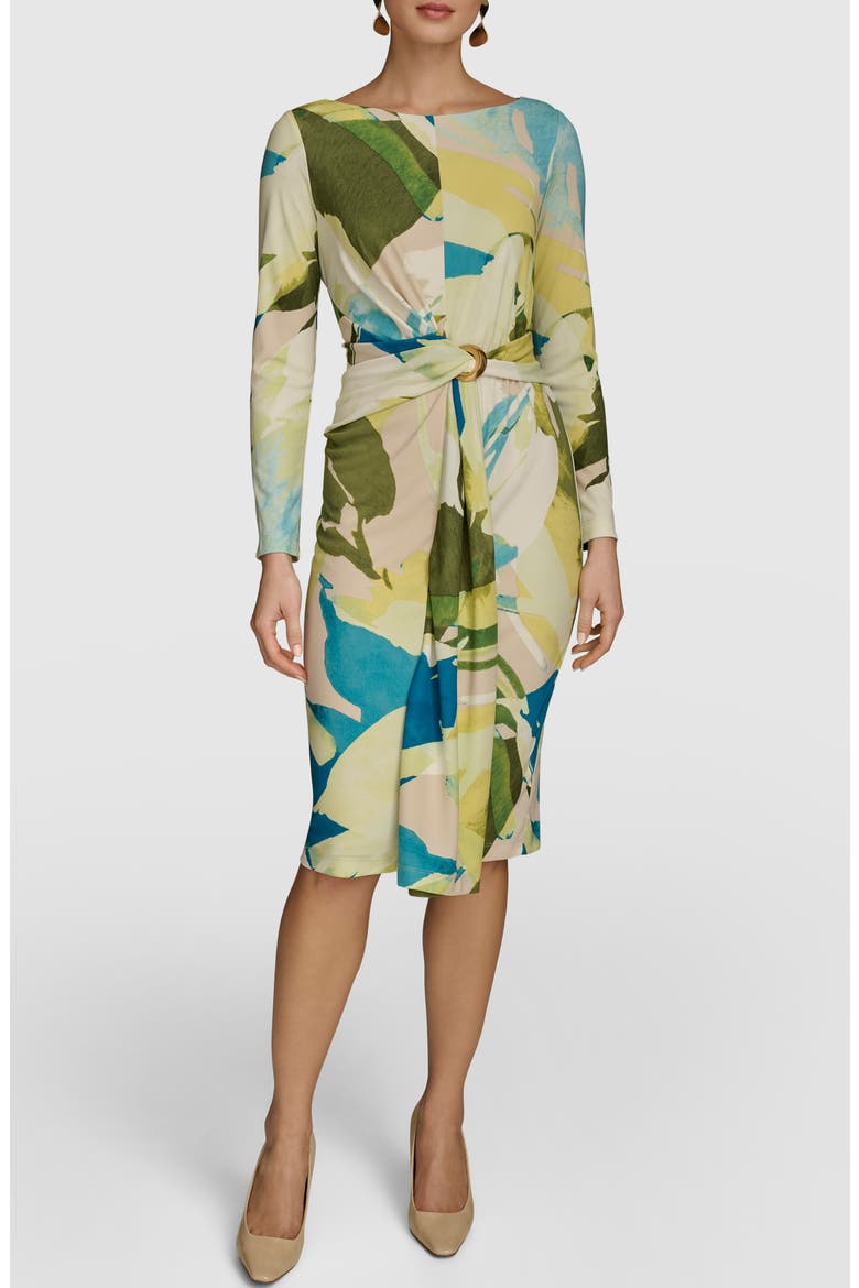 Long Sleeve Cocktail Dress, Main, color, SAND/ CHARTER