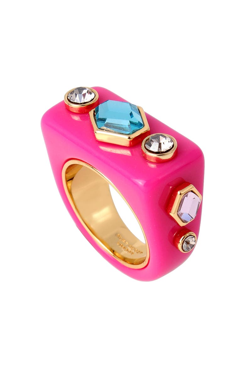 Kurt Geiger Rectangle Resin Ring, Alternate, color, FUCHSIA