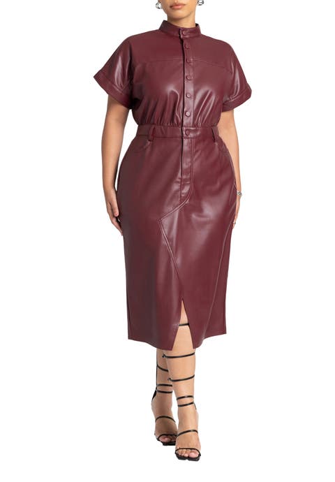 Faux Leather Midi Dress