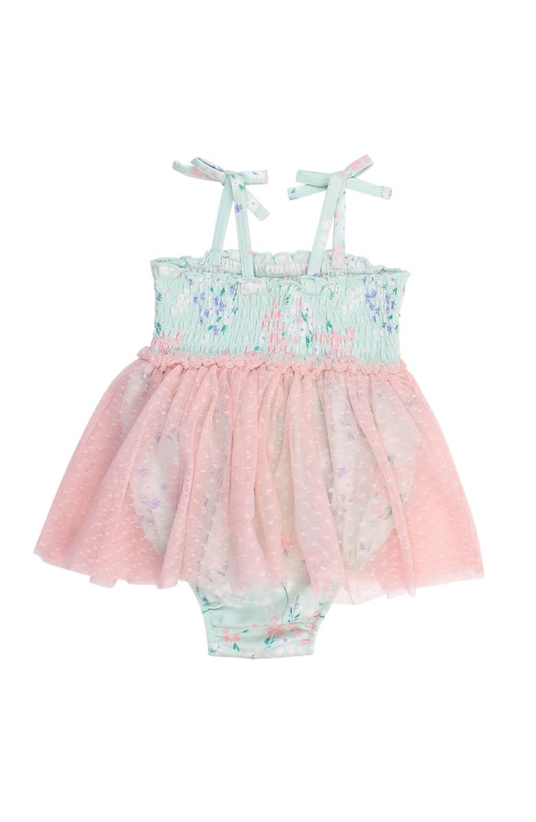 RuffleButts Baby Girls Tie Smocked Tulle Skirted Romper, Alternate, color,