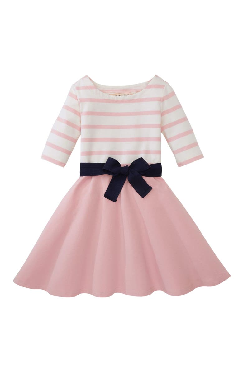 Hope & Henry Girls' Organic Cotton Lightweight Blocked Skater Dress, Infant, Main, color, Rose Pink