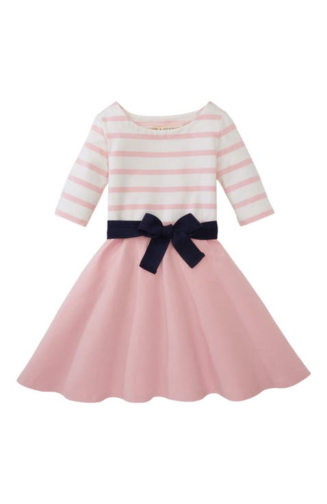 Girls' Organic Cotton Lightweight Blocked Skater Dress, Infant