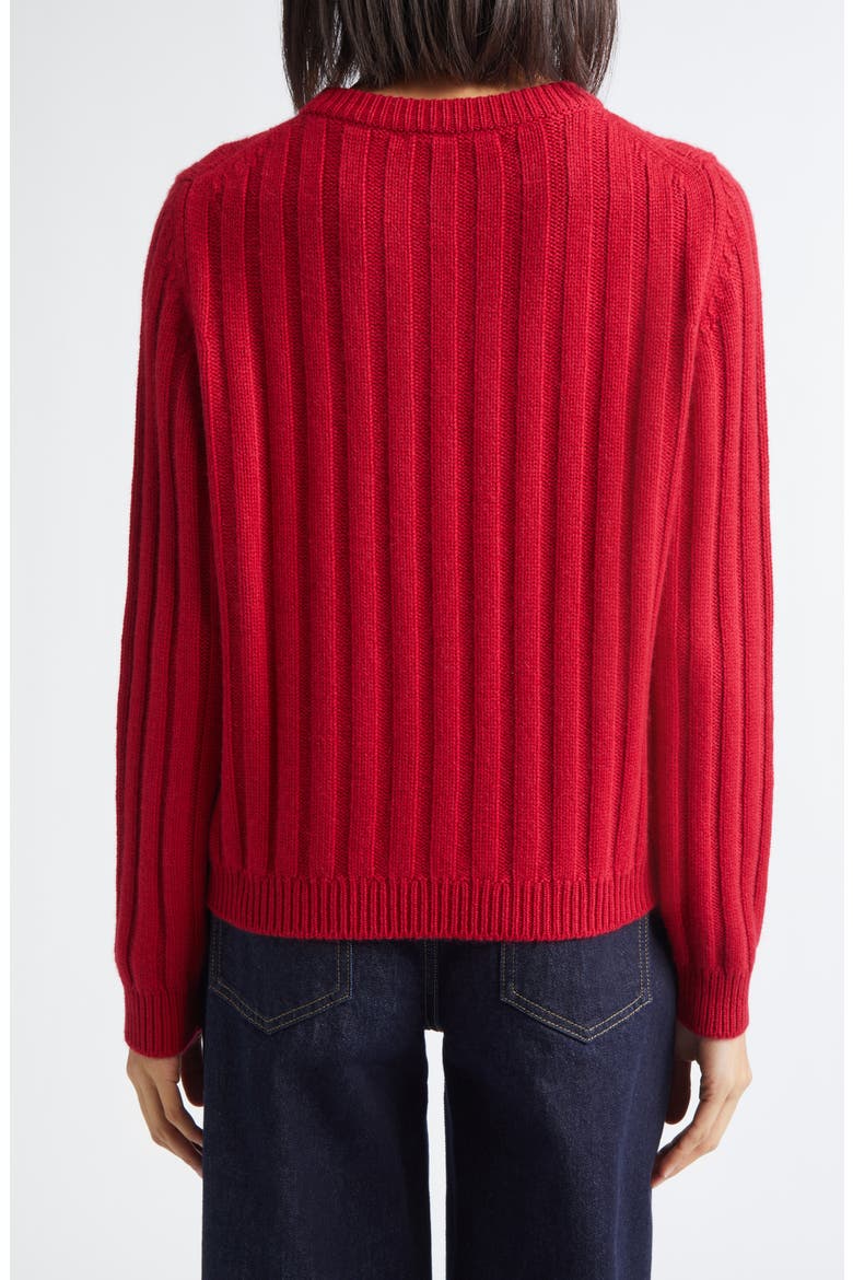 Lecht Cashmere Rib Crewneck Sweater, Alternate, color, CLARET