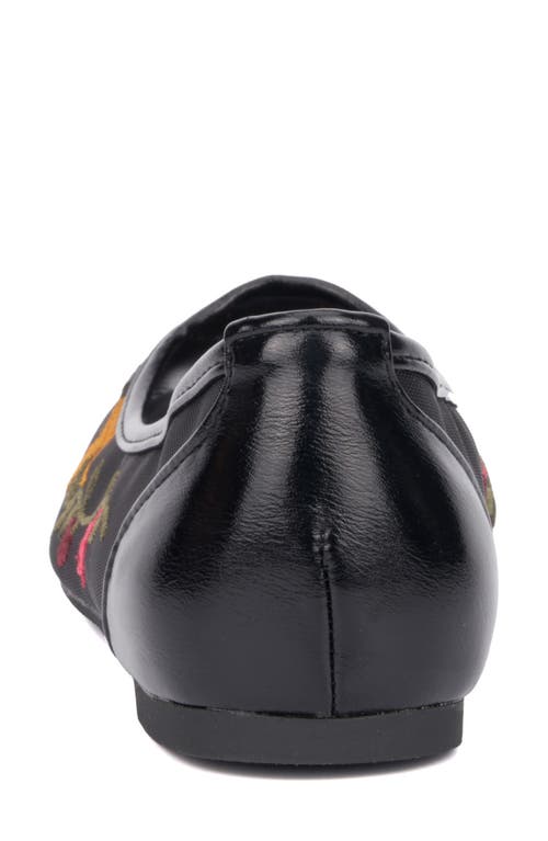 New York And Company Elisabette Mesh Flat In Black Multi Floral