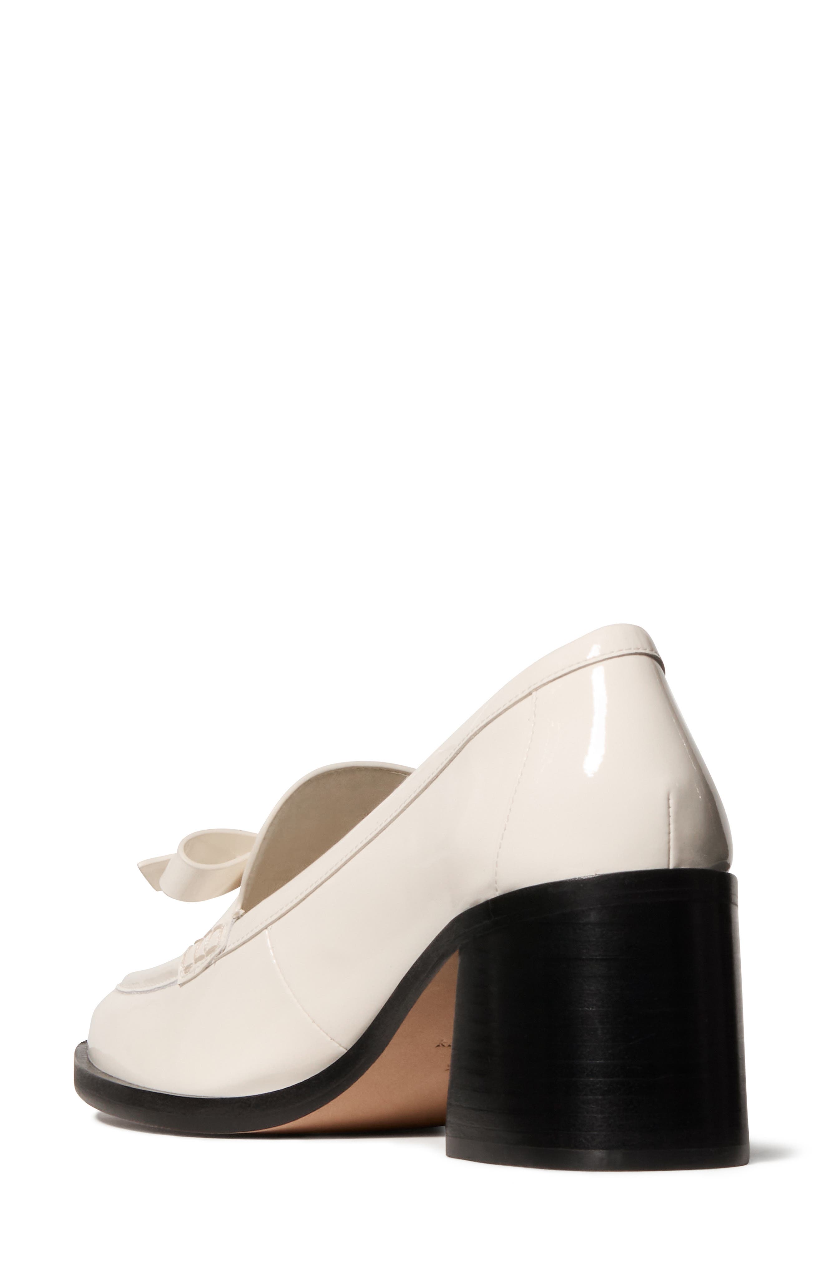 deco bow loafer pump, Alternate, color, CASHEW MILK
