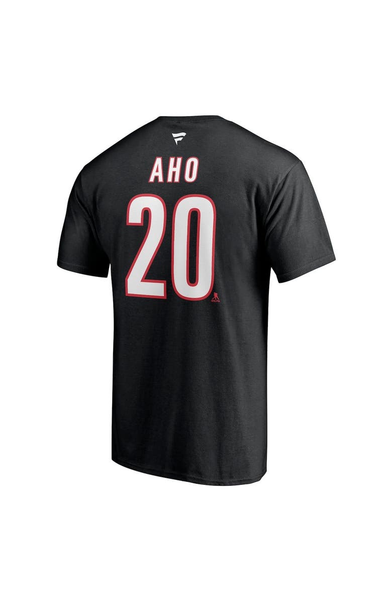 FANATICS Men's Fanatics Branded Sebastian Aho Black Carolina Hurricanes Alternate Authentic Stack Name & Number T-Shirt, Alternate, color,