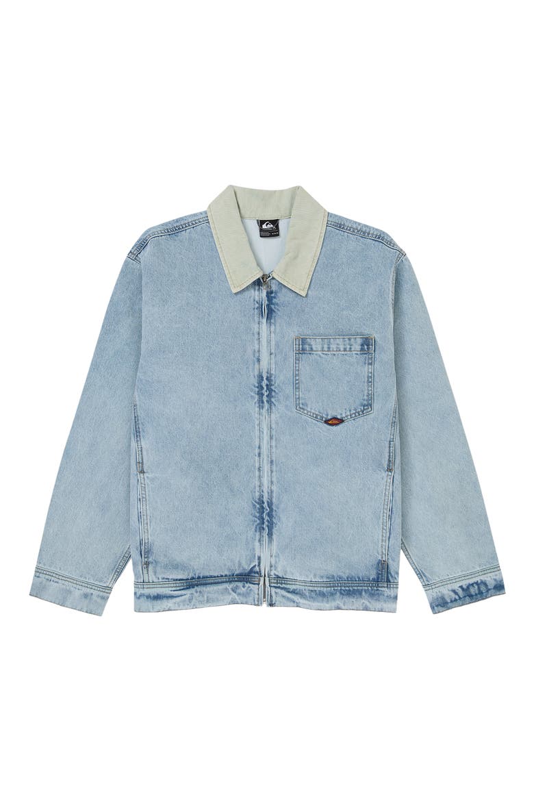 Surf Harrington Corduroy Collar Denim Jacket, Alternate, color, LIGHT INDIGO