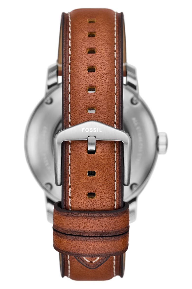 Heritage Automatic Leather Strap Watch, 43mm, Alternate, color, BROWN