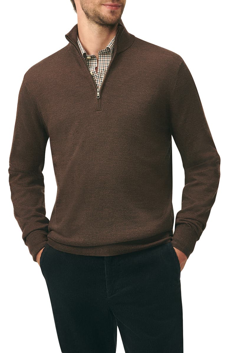 Brooks Brothers Merino Wool Half Zip Pullover, Main, color,