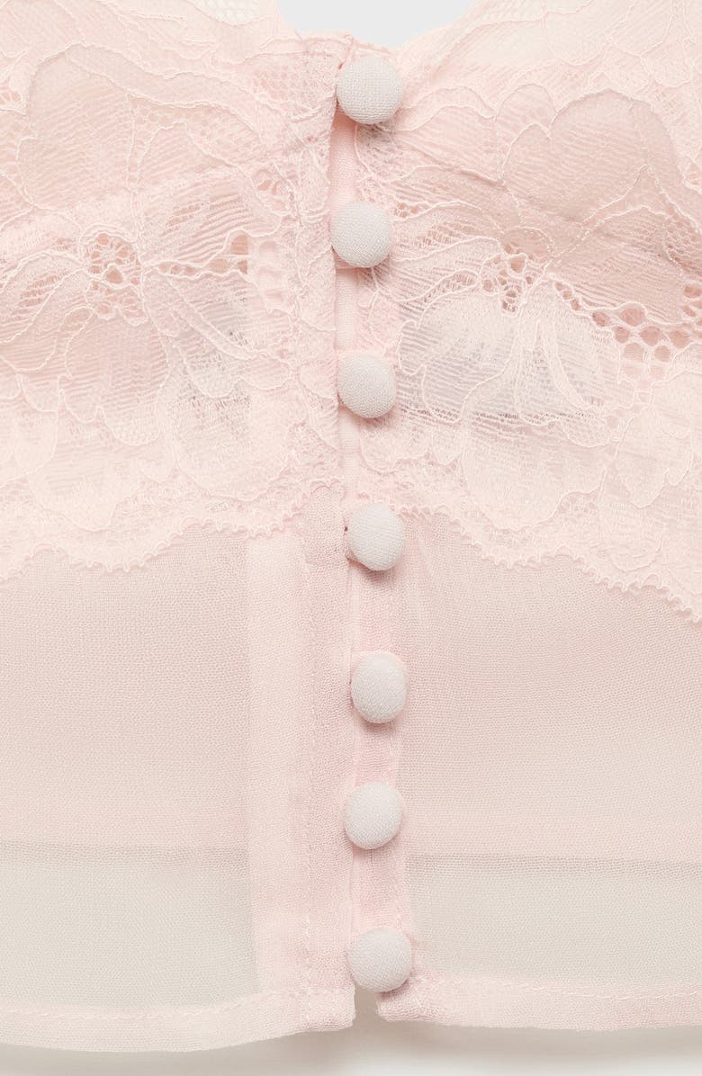 MANGO Lace Crop Camisole, Alternate, color, Pastel Pink