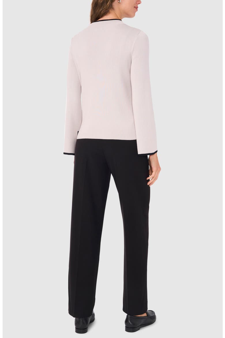 Mock Neck Rib Pullover, Alternate, color, GREY/ RICH BLACK