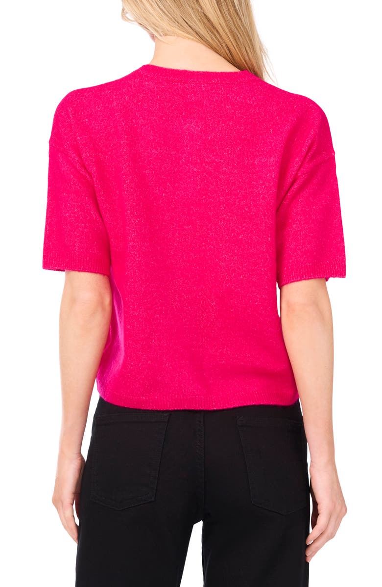Vince Camuto Short Sleeve Cardigan, Alternate, color, Electric Pink