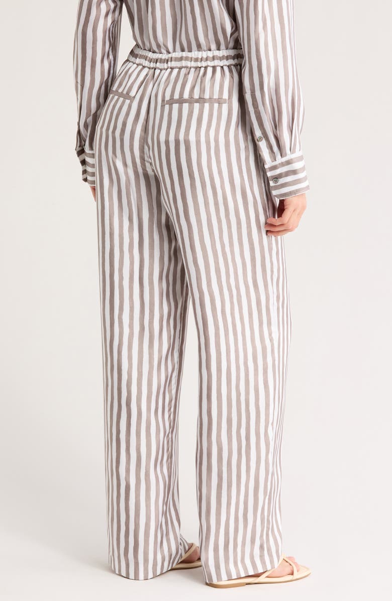 Theory Relax Stripe Silk Pull-On Pants, Alternate, color,