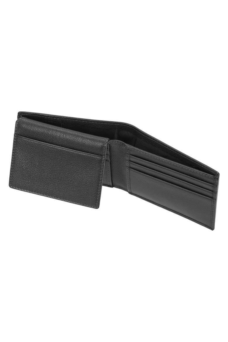 Textured Leather Bifold Passcase Wallet, Alternate, color, BLACK