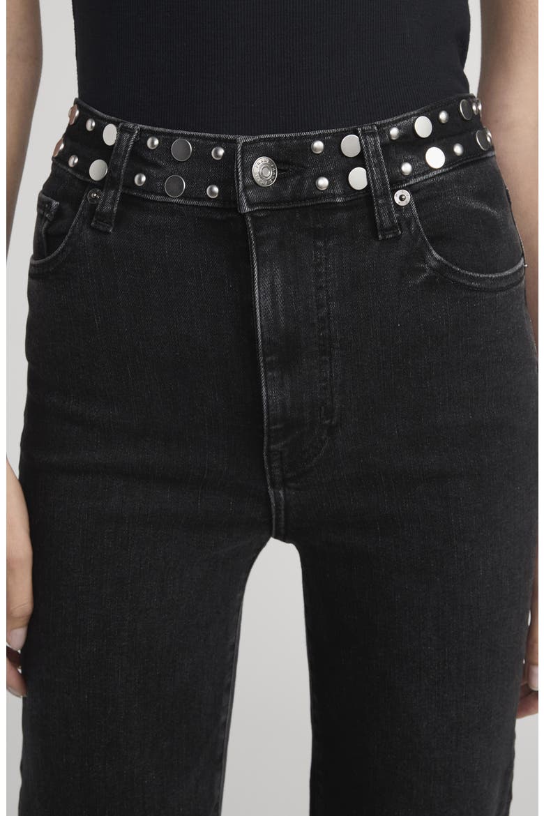 Le Sleek Studded Ankle Straight Leg Jeans, Alternate, color, METEOR