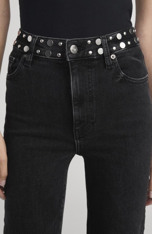Frame Le Sleek Studded Ankle Straight Leg Jeans In Black