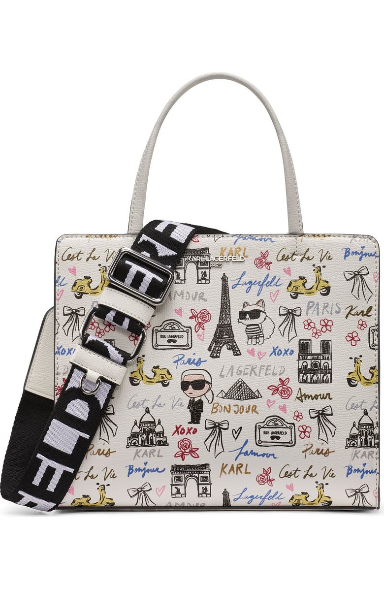 KARL LAGERFELD PARIS Maybelle Satchel, Main, color, White Multi
