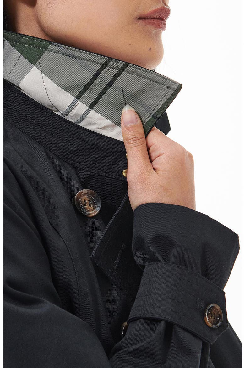 Greta Belted Water Resistant Twill Trench Coat, Alternate, color, BLACK/ANCIENT POPLAR