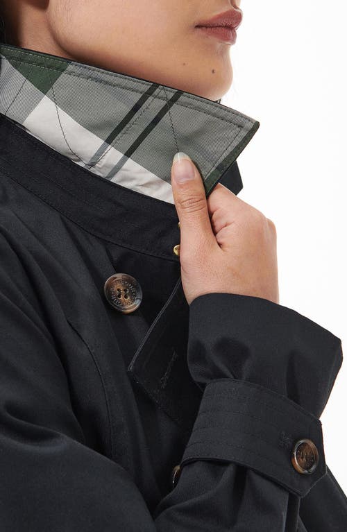 Barbour Greta Belted Water Resistant Twill Trench Coat In Black