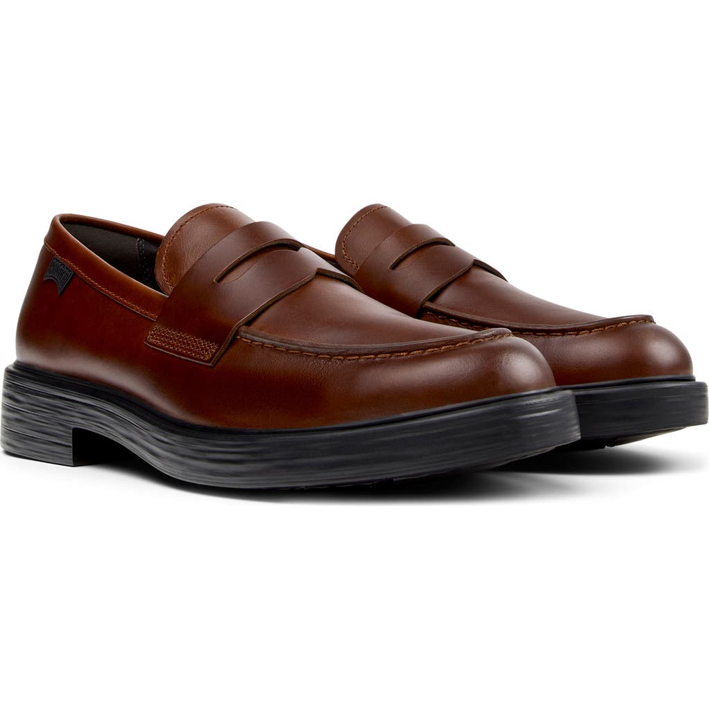 Camper Dean Leather Penny Loafers In Brown