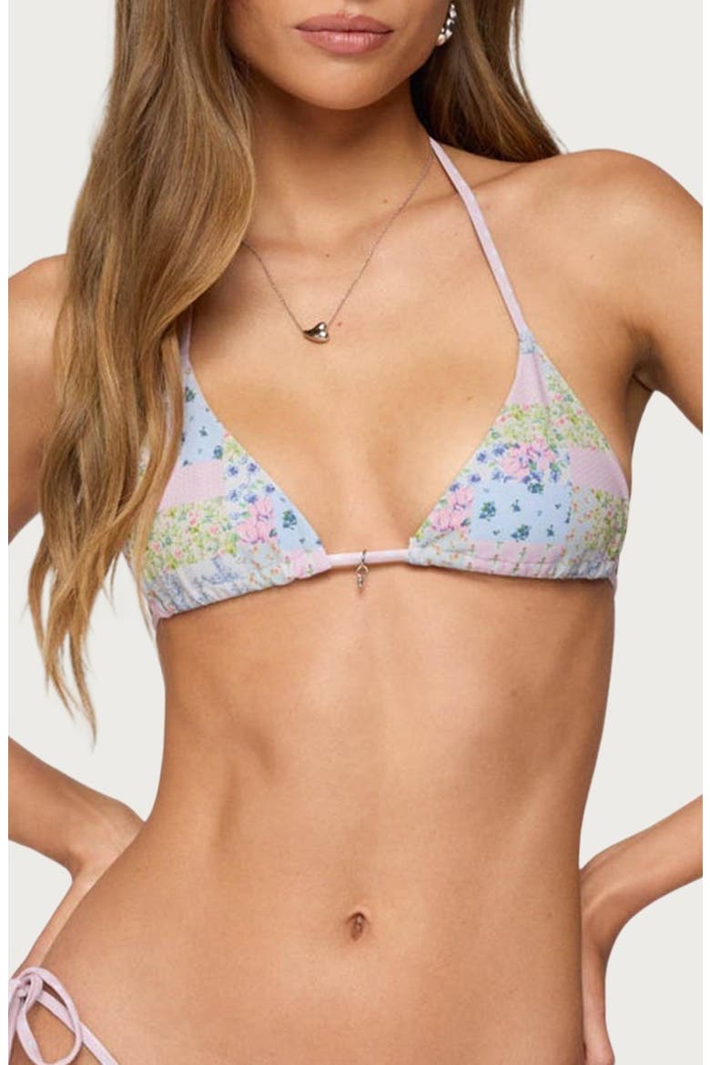 Patchwork Triangle Bikini Top, Main, color, MIX