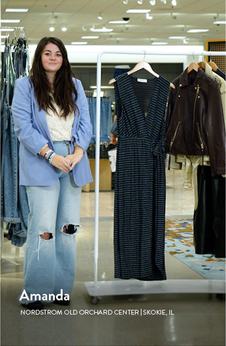 Tahlia Metallic Stripe Wrap Midi Dress, sales video thumbnail