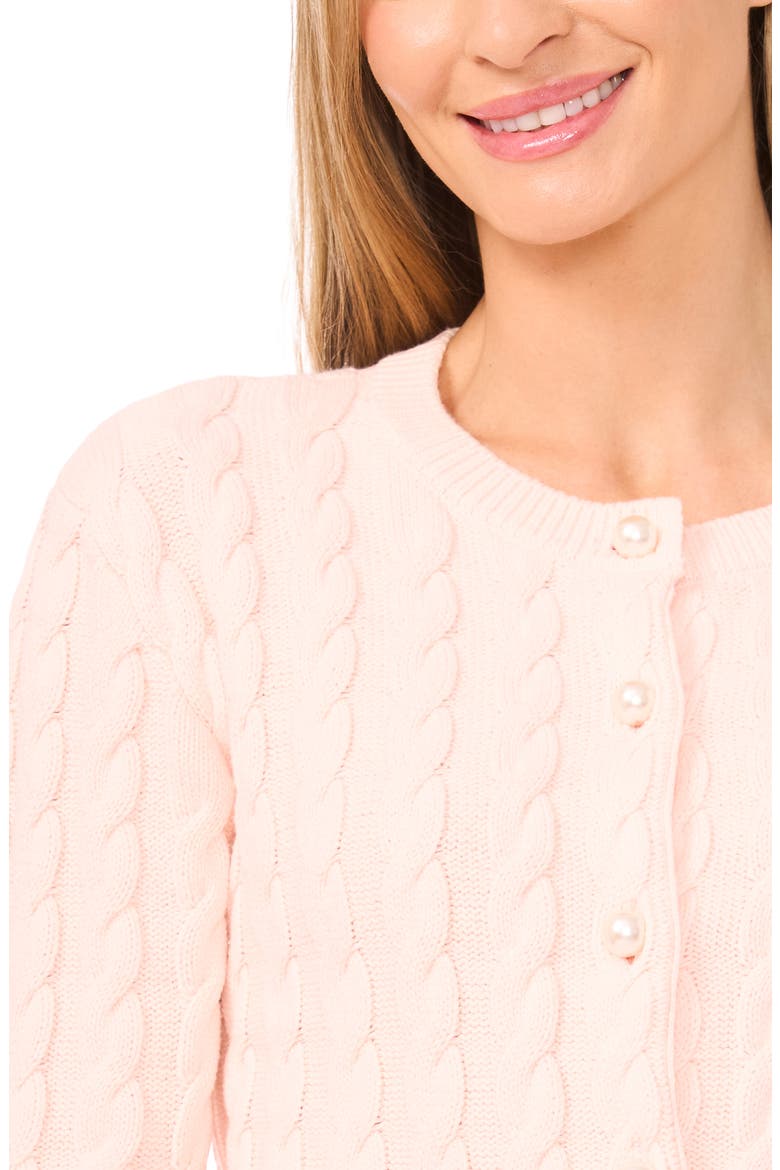 Cable Stitch Cardigan, Alternate, color, COTTON CANDY PINK