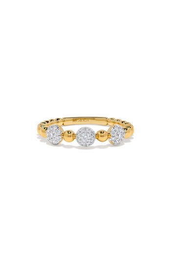 H.j. Namdar 14k Yellow Gold Pavé Diamond Beaded Band Ring In Gold