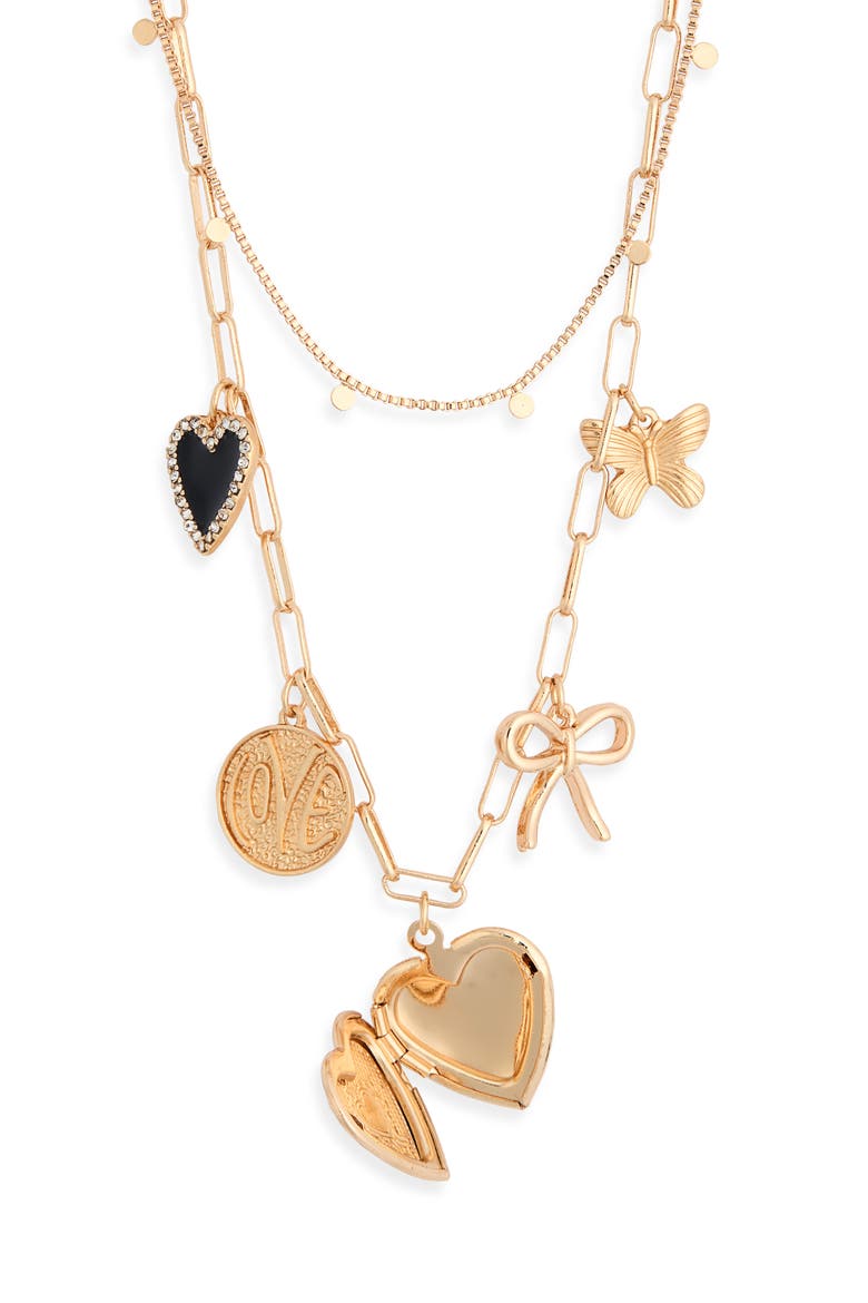 Pretty Charm Necklace, Alternate, color, GOLD