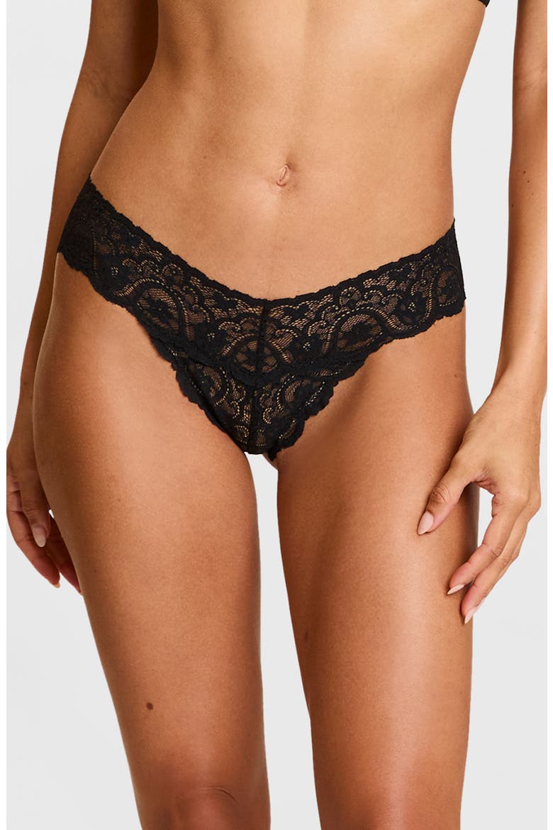 'Tulip' Lace Thong, Main, color, BLACK