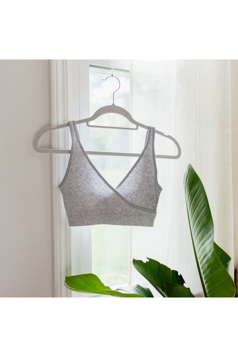 Cotton Stretch Rib U-Back Sports Bralette, Alternate, color, Grey Heather