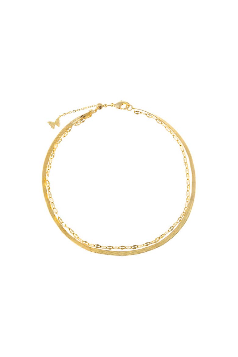 Double Strand Multi Chain Anklet, Main, color, Gold