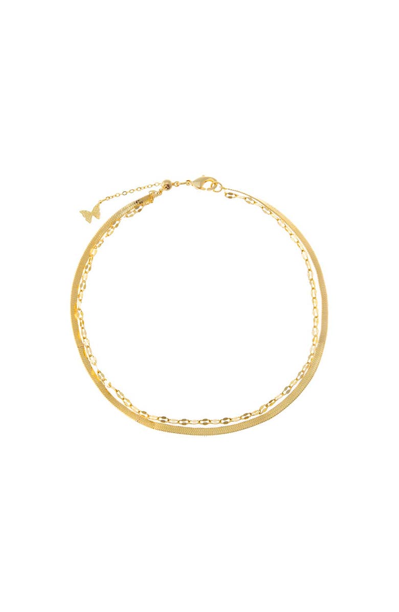 BY ADINA EDEN Double Strand Multi Chain Anklet, Main, color, Gold