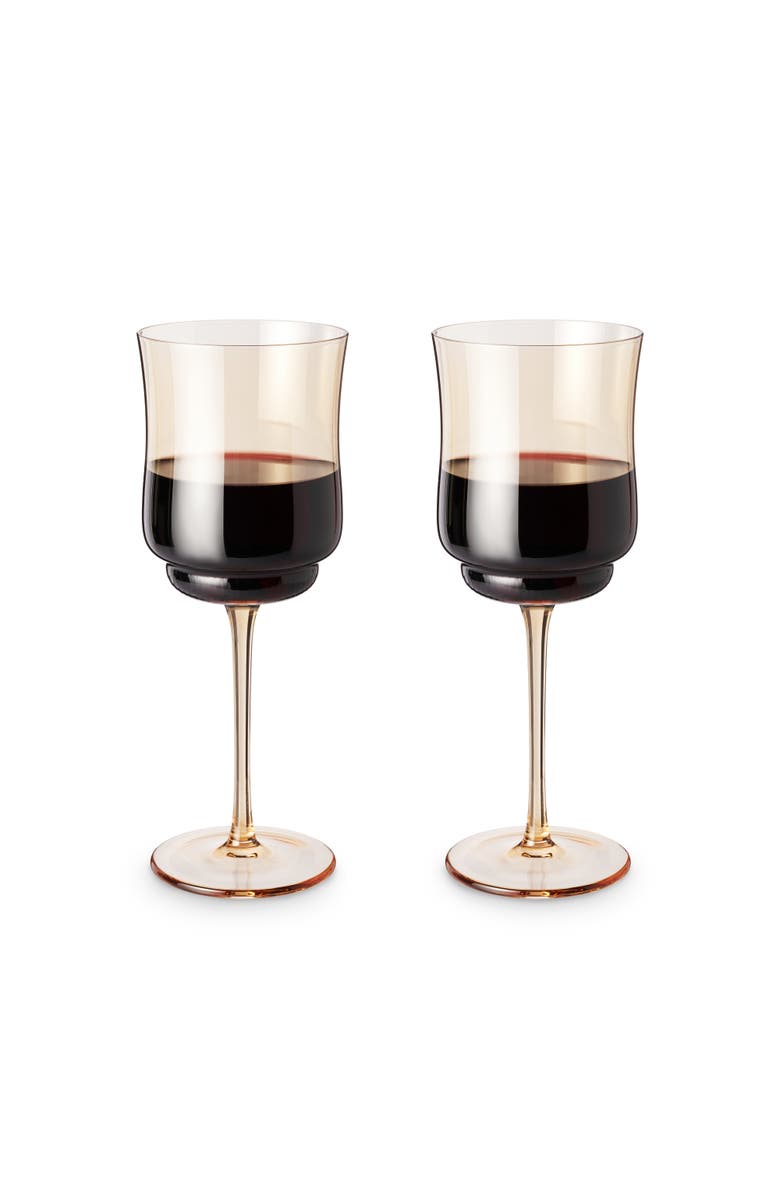 TWINE Tulip Stemmed Wine Glasses in Amber Set of 2, Main, color, Brown