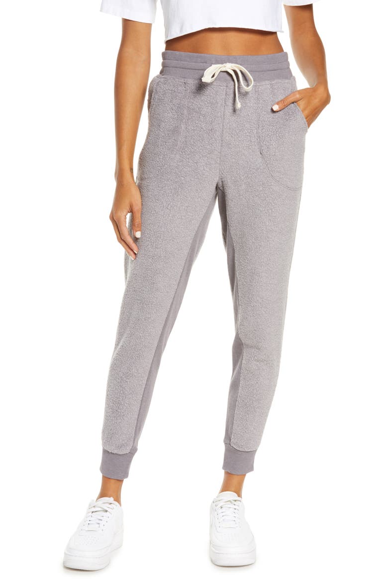 Harmony Faux Fur Joggers, Main, color, GREY TRUFFLE