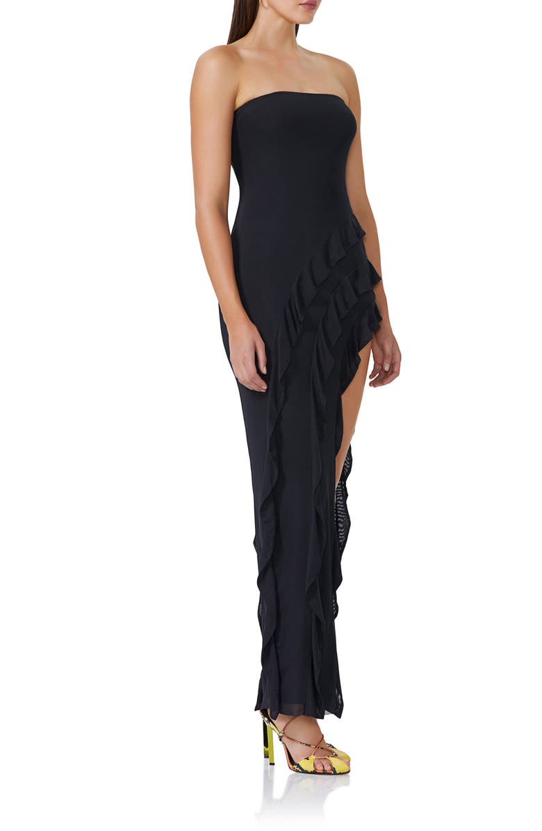 AFRM Siobhan Strapless Asymmetric Ruffle Dress, Alternate, color,