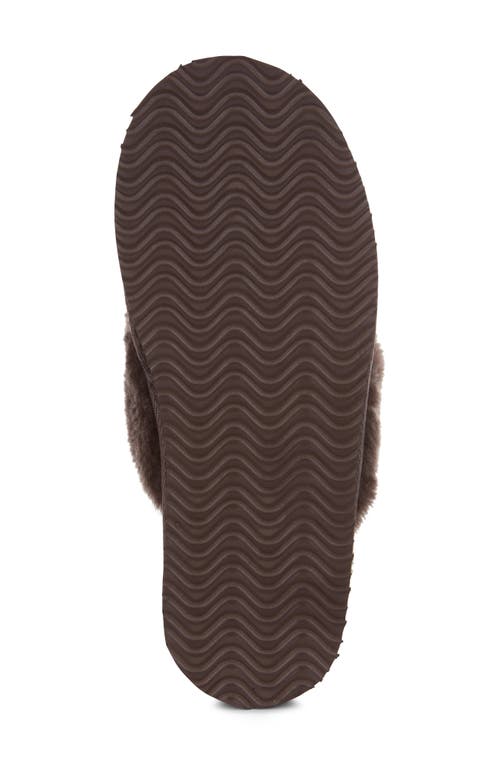 Floopi Faux Suede Faux Fur Lined Slipper In Brown