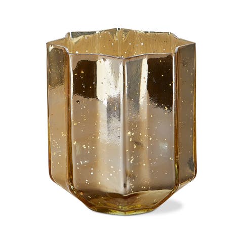 Christmas Gold Starlight Blown Glass Tealight Candle Holder