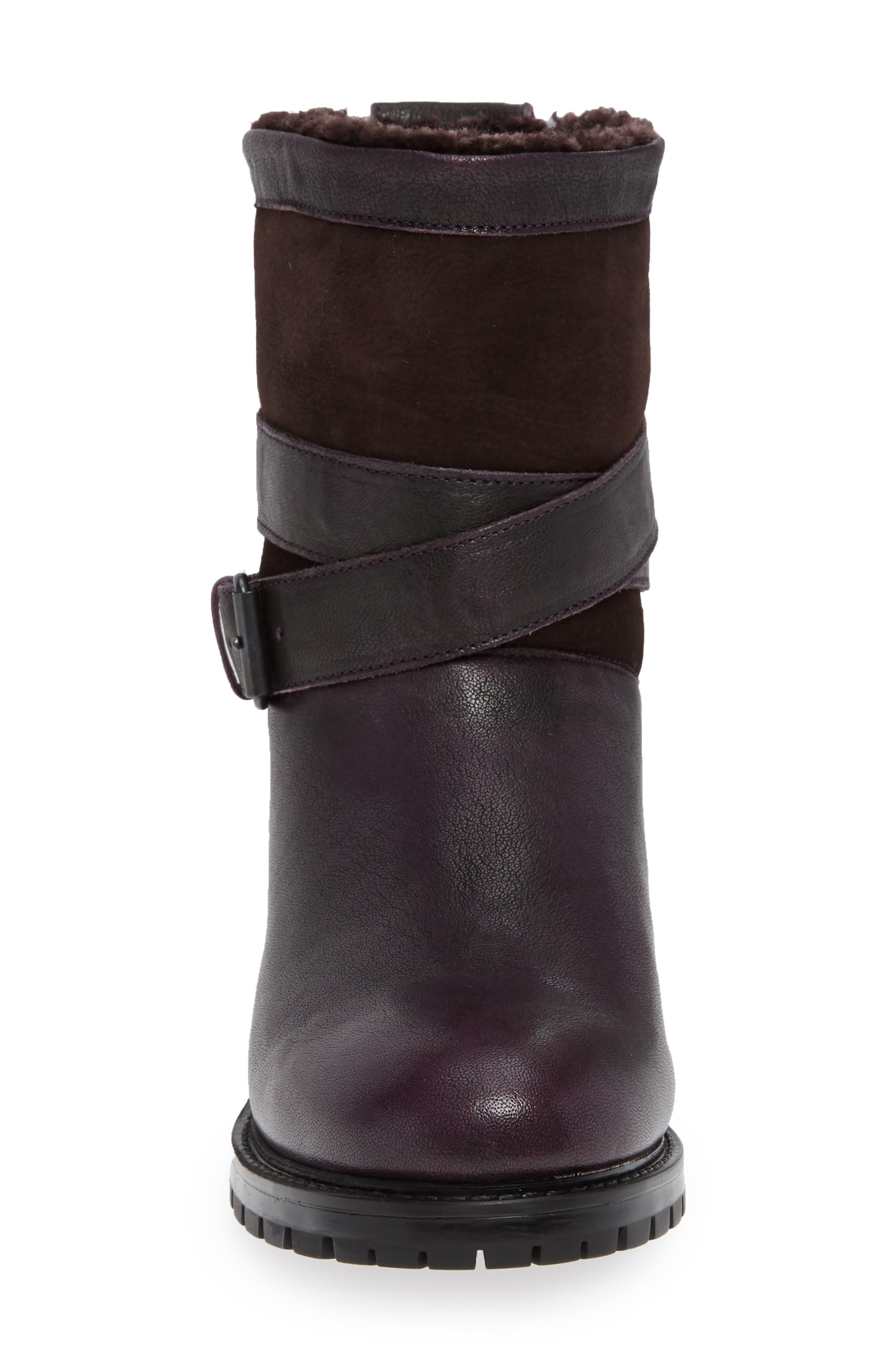 Emilina Genuine Shearling Lined Weatherproof Bootie, Alternate, color, FROSTED WINTER PLUM LEATHER