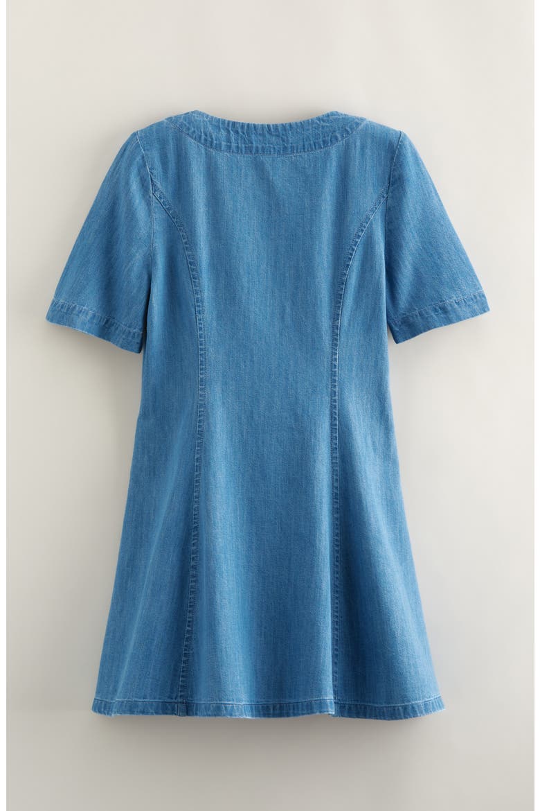 Kids' Short Sleeve Chambray Dress, Alternate, color, MID GEM WASH