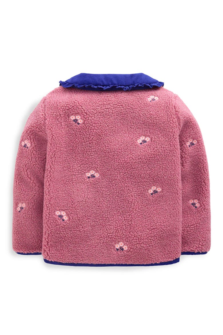 Kids' Embroidered High Pile Fleece Jacket, Alternate, color, PINK HEATHER FLORAL EMBROIDERY