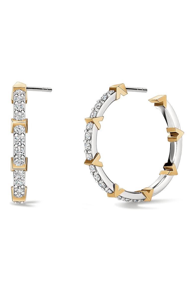 Copley 18k Gold Pav9 Diamond Hoop Earrings, Main, color, 18K WG/YG/DIAMOND