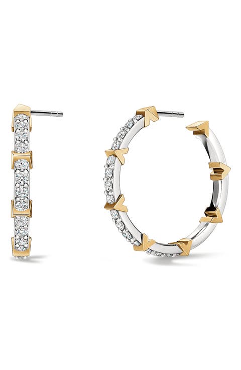 Copley 18k Gold Pav9 Diamond Hoop Earrings