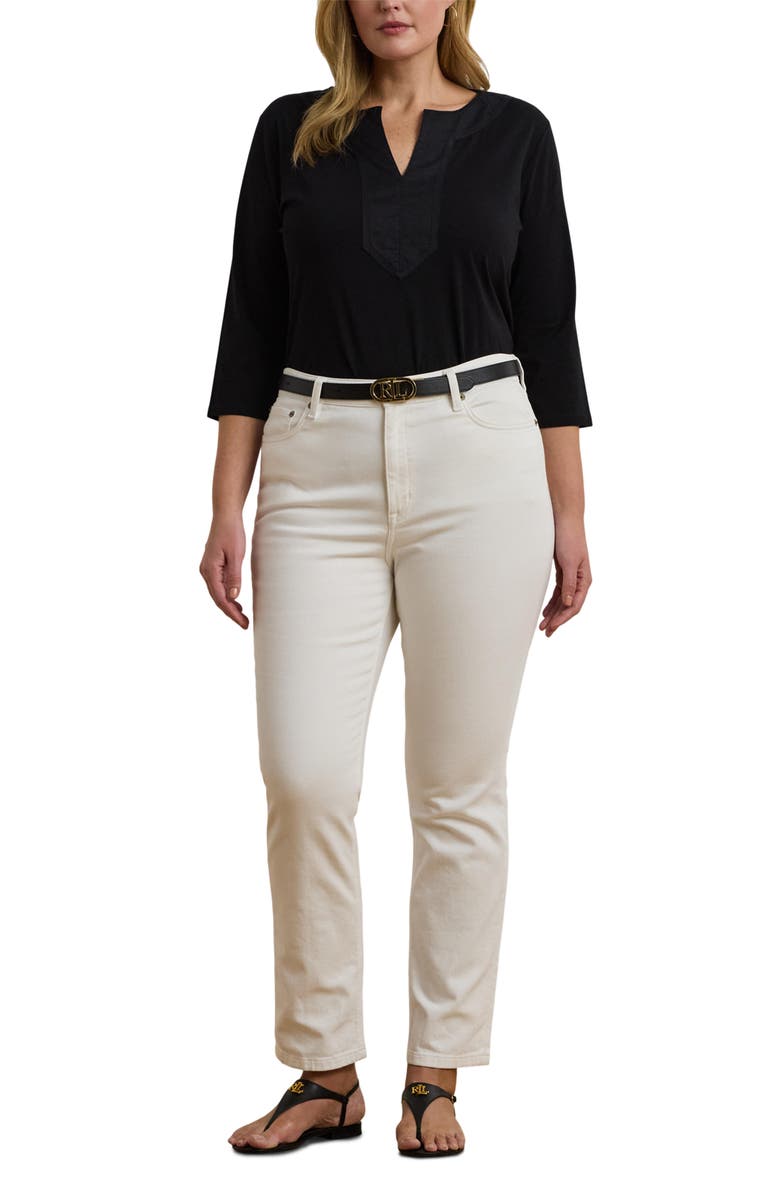 Lauren Ralph Lauren Split Neck Tunic, Alternate, color, Black