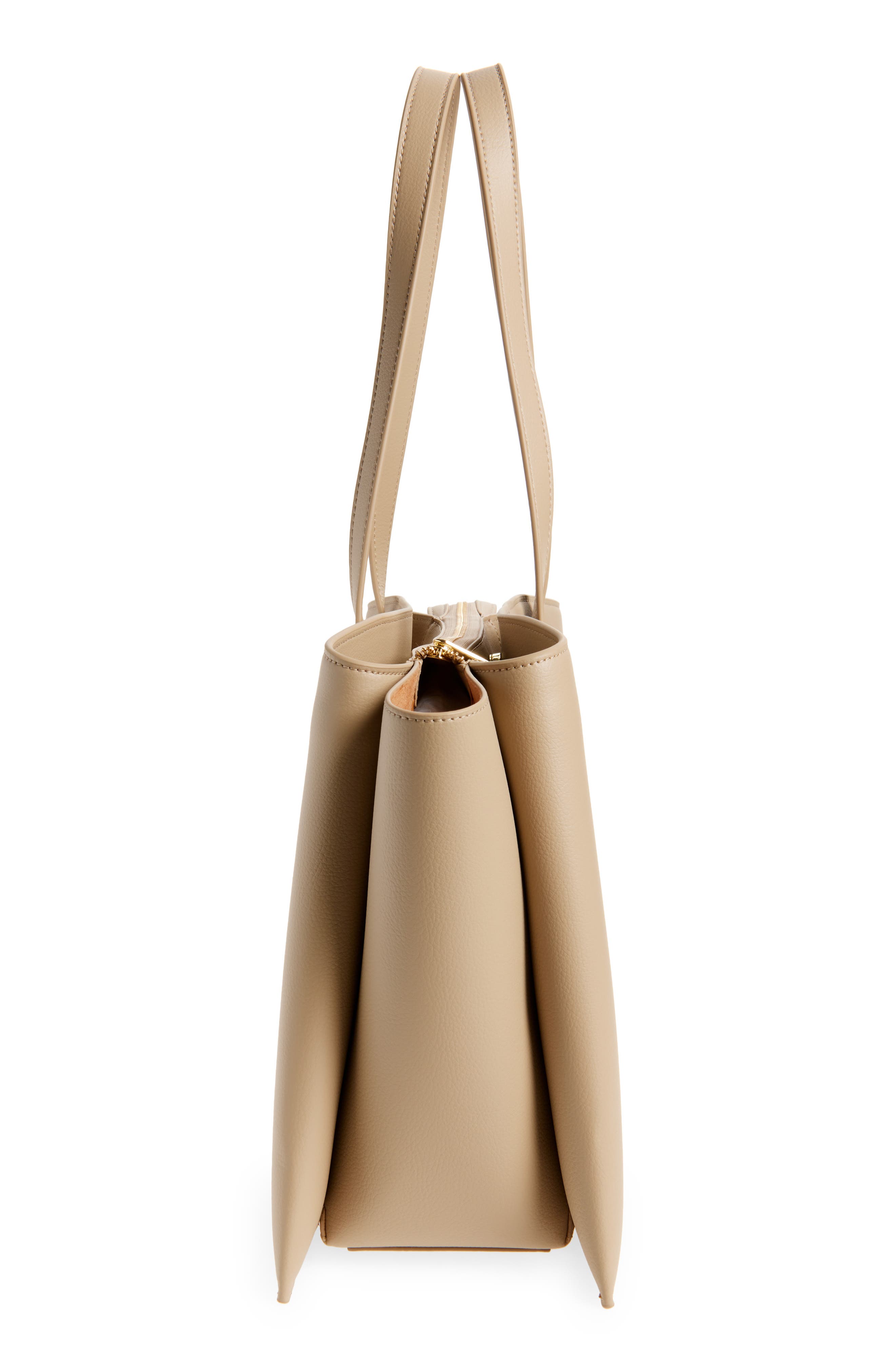 Paloma Faux Leather Tote, Alternate, color, LATTE